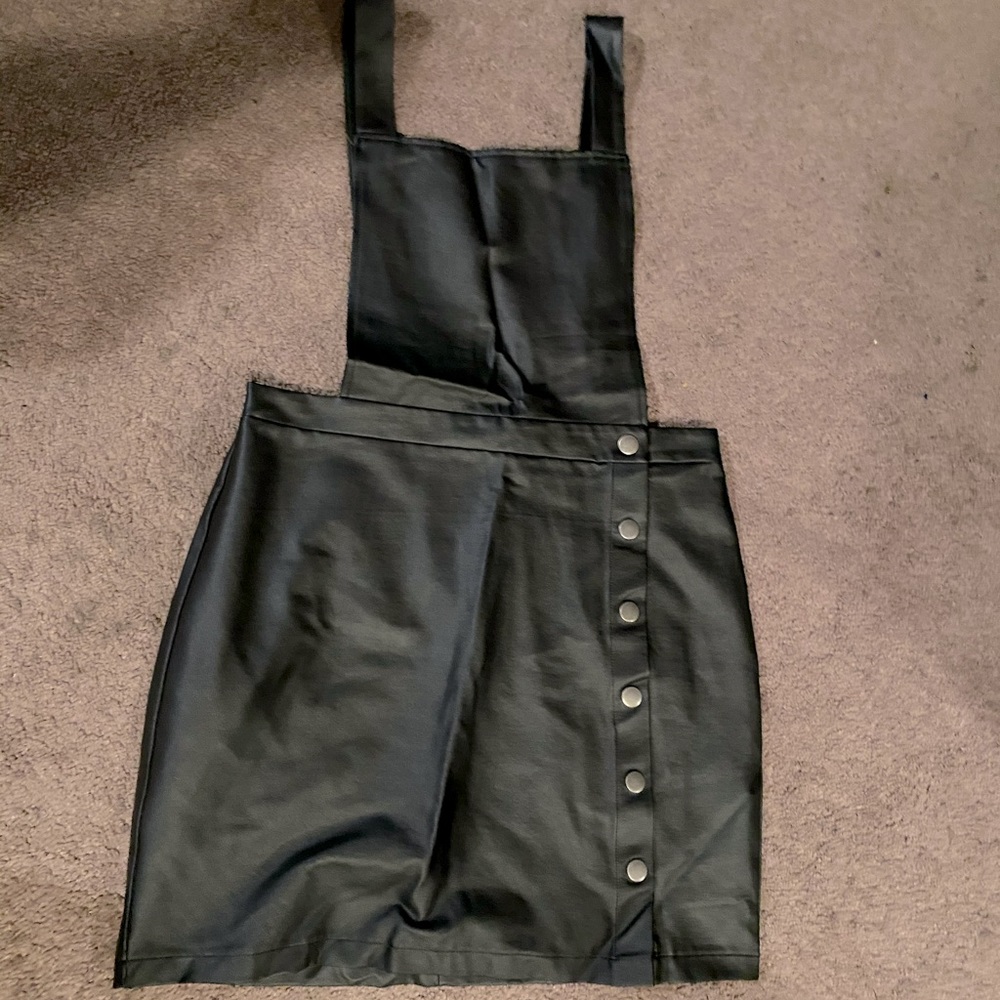 Faux Leather Overall Dress